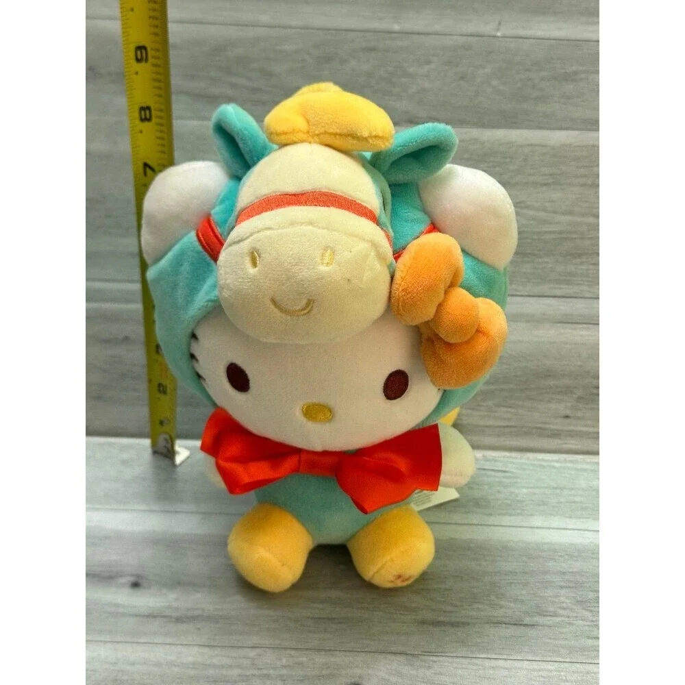 Hello Kitty Year of the horse Plush in Teal, Yellow & Red Bow